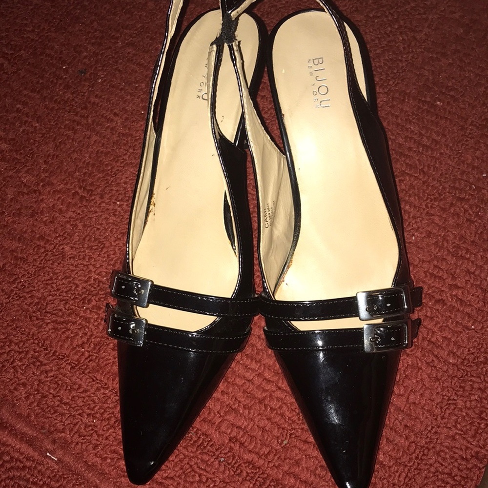 Bijou NY black patent leather  sling back shoe
